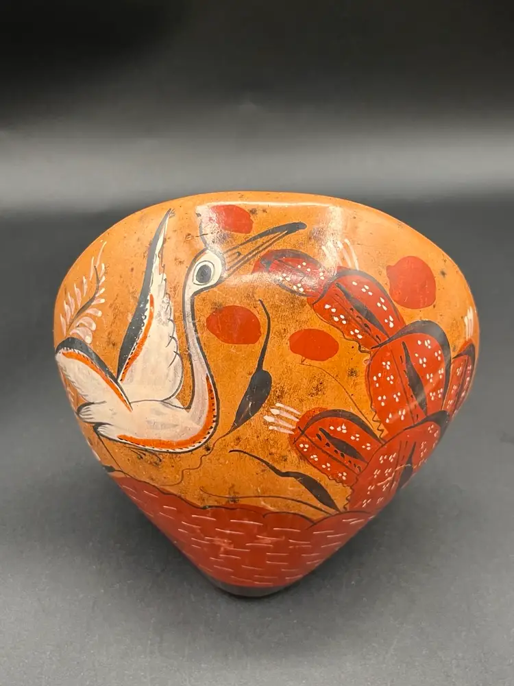 Tonala Mexican Folk Art Pottery Round Brown Hand Painted Owl 5.5” 🦉