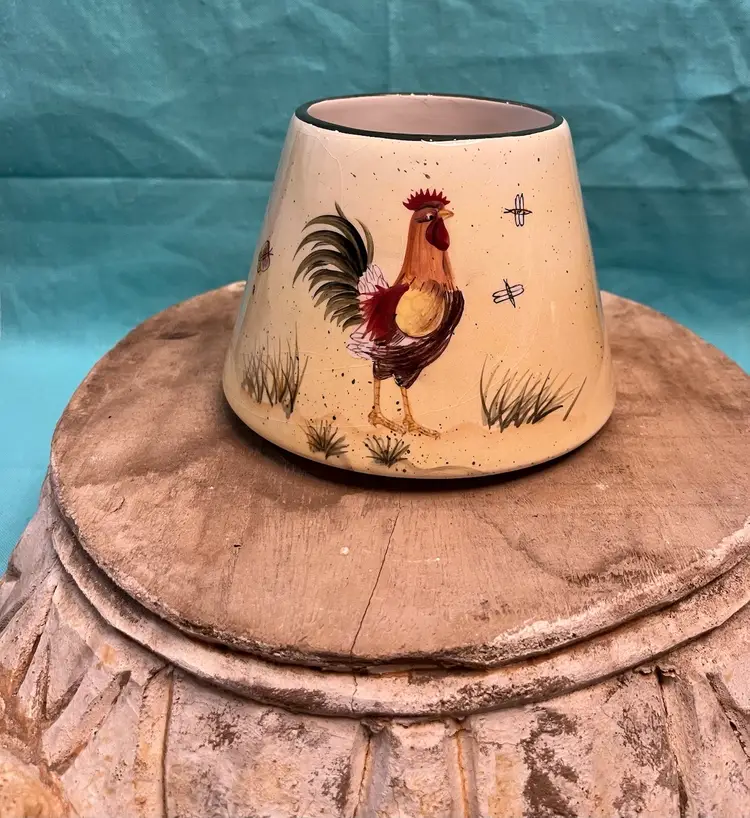 Home Interiors Ceramic Rooster Candle Jar Lamp Shade