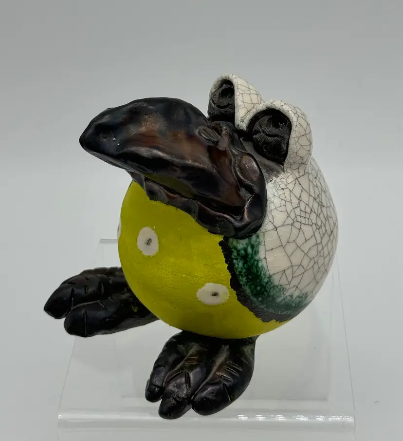 Heavy Round 4” Bird Figure Silly Goofy Green Big Feet