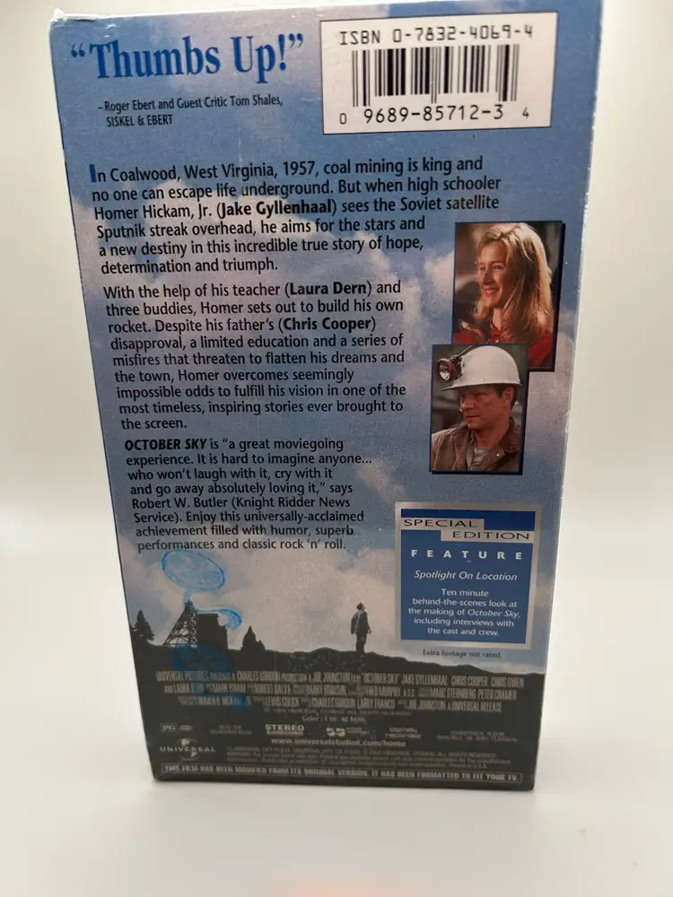 October Sky (VHS 1999) Jake Gyllenhaal RARE BONUS FOOTAGE - Movie Gallery Sealed