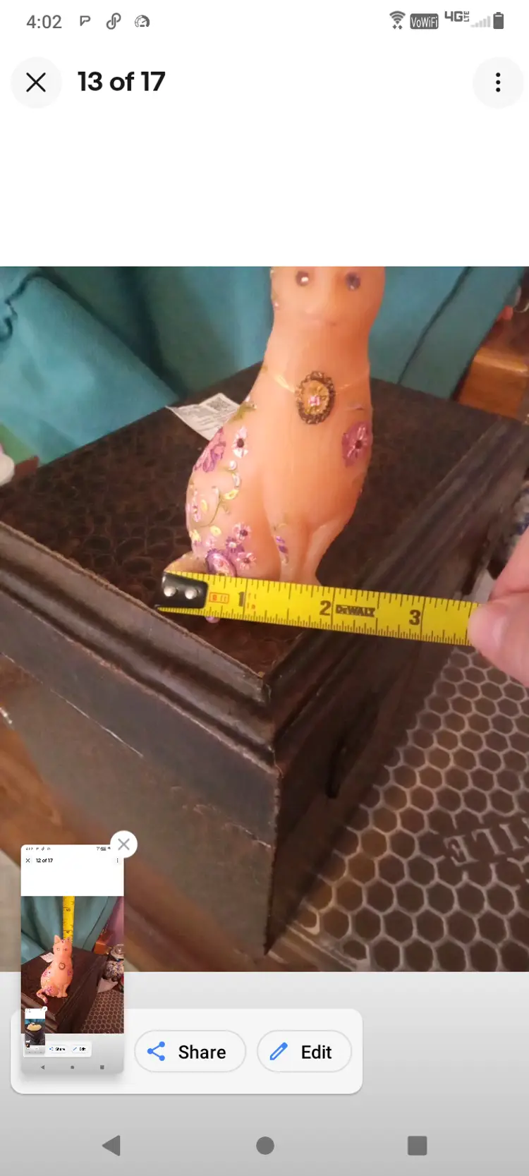 Lot Of 3 Unique Cats Hand Painted With Crystal Accents Pink And Ivory Resin