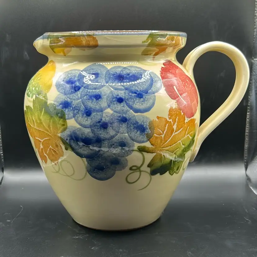 Italian Vintage Hand Painted Ceramic Fruit Pitcher