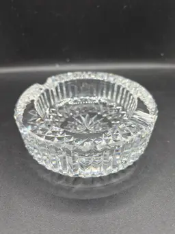 Vintage Waterford Crystal Cut Glass Ashtray Intricate Starburst 3.75 Inches
