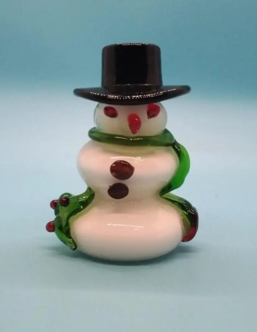 Handmade Glass Snowman Figurine