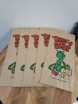 Vintage Paper Lunch Bags 1991 Dine-O-Saur x 5