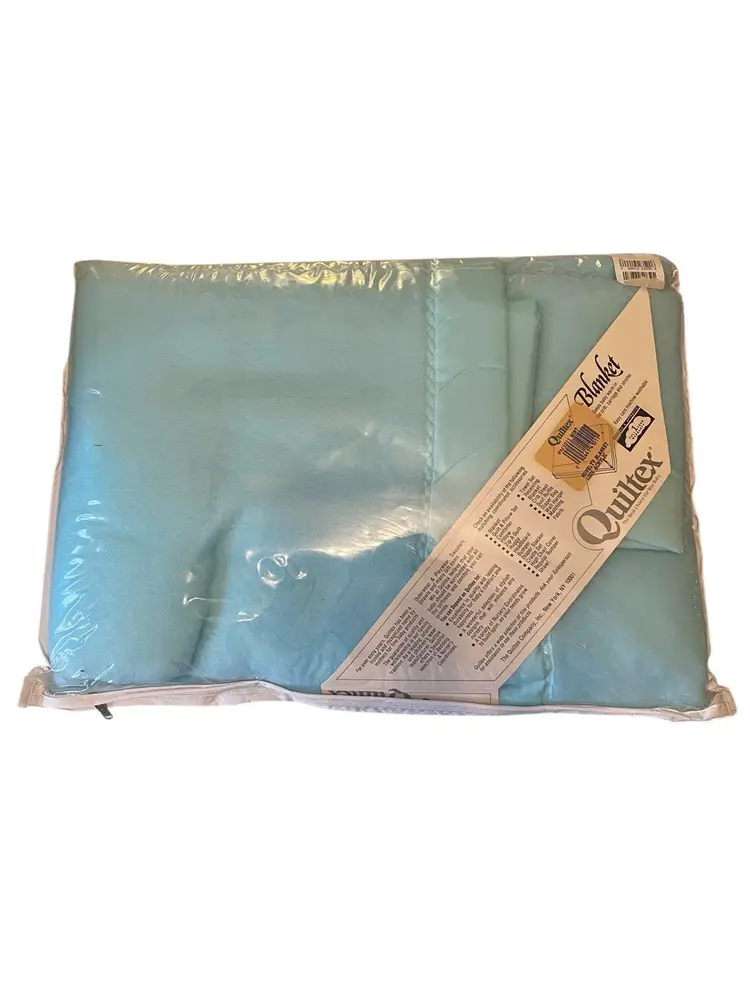 vintage baby blanket made by the brand Quiltex Blue New In Package