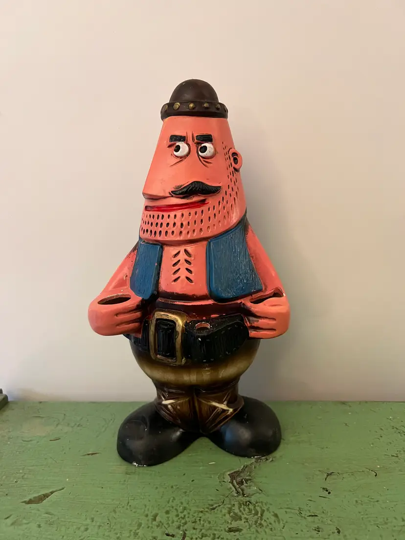 Vintage Kitsch Bar Tool Holder. Ceramic German Woodsman Hiker Barware Organizer. Mancave Decor. Made in Japan