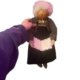 handcrafted collectible doll, similar to vintage "Granny" figures made by independent artisans like Mildred Davis or Williams Studio