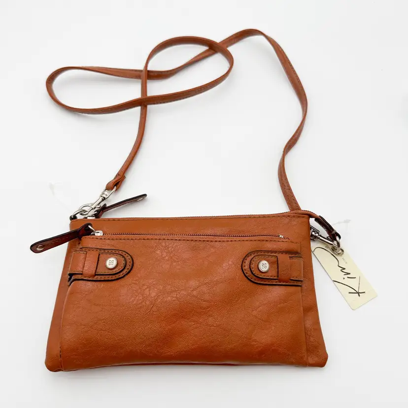 Kim Rogers Brown Faux Leather Crossbody Purse Handbag B25