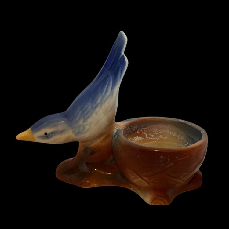 Vintage Ceramic Painted Bluebird Planter