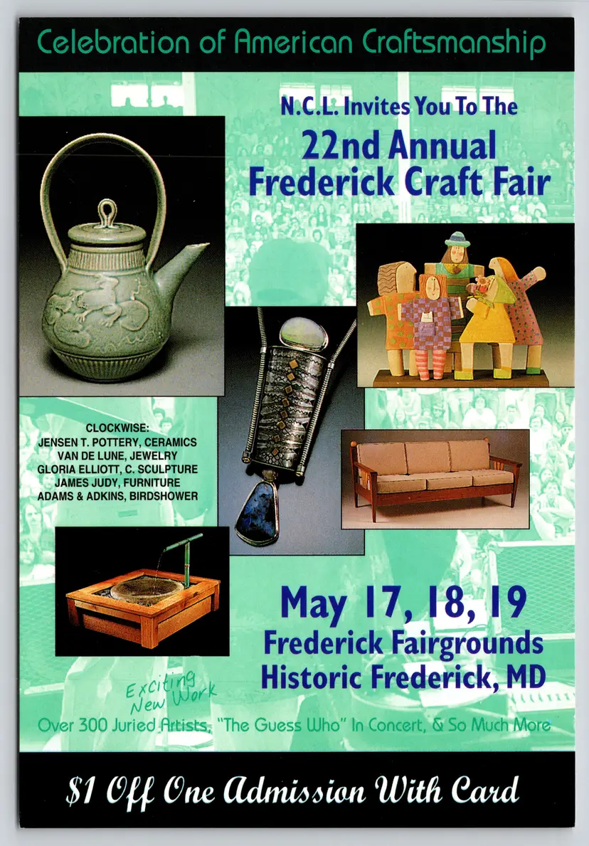 Postcard 22nd Annual Frederick Craft Fair in Historic Frederick Maryland American Craftmanship - 12288