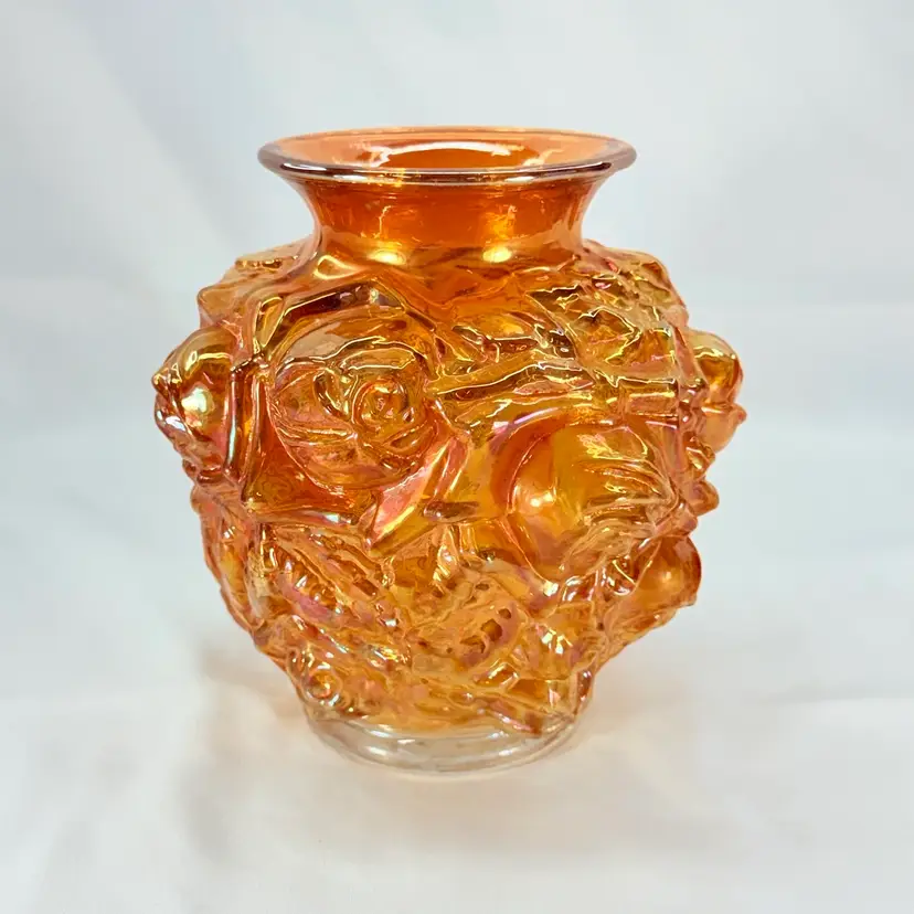 Imperial Glass 3D Rose Pattern Vase “B”