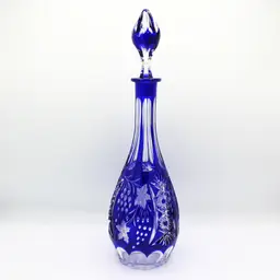 Vintage Cobalt Blue Crystal Decanter German Nachtmann Lead Glass & Stopper