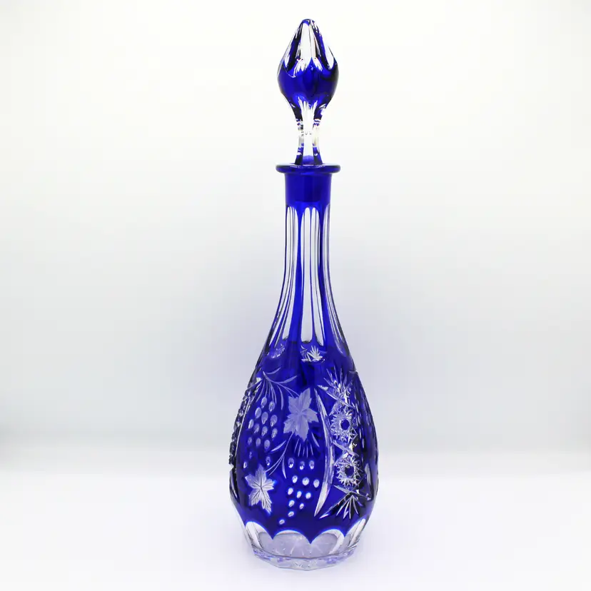 Vintage Cobalt Blue Crystal Decanter German Nachtmann Lead Glass & Stopper
