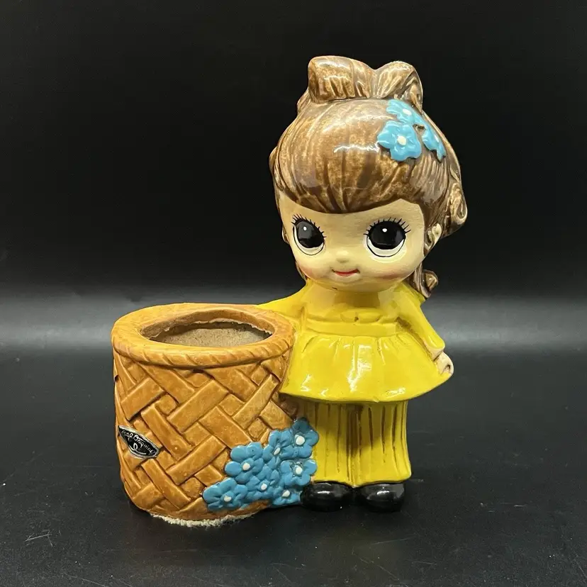 Vintage Josef Originals Big Eyed Girl Planter Japan Retro