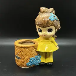 Vintage Josef Originals Big Eyed Girl Planter Japan Retro