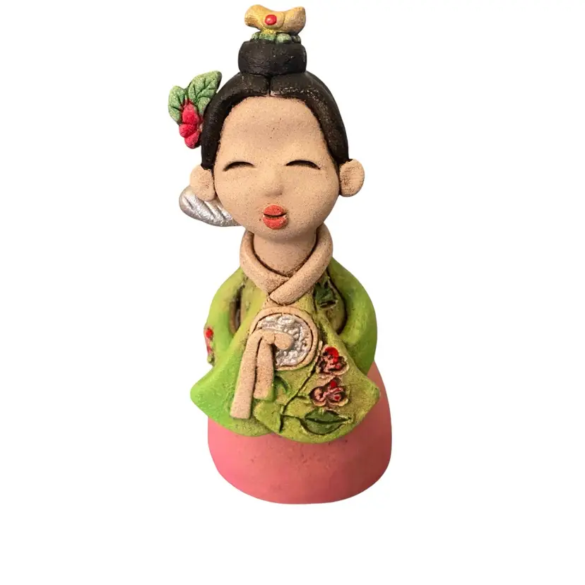 Korean  Pottery Clay Handmade Flower Girl.