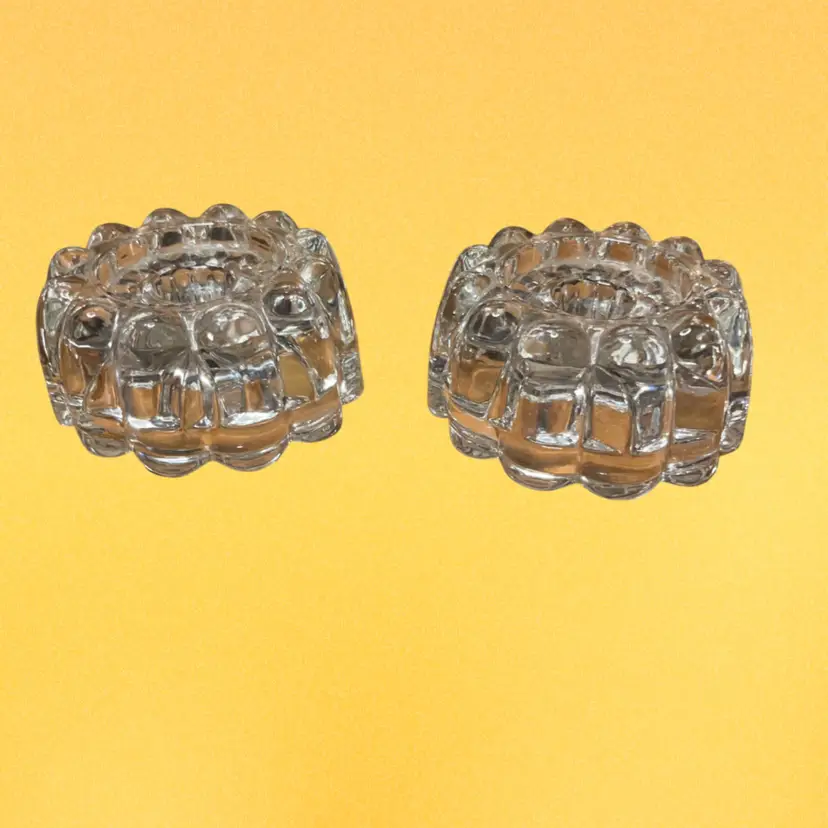 11. Vintage Princess House Clear Crystal Cut Glass Ribbed Reverseable Candle Holders
