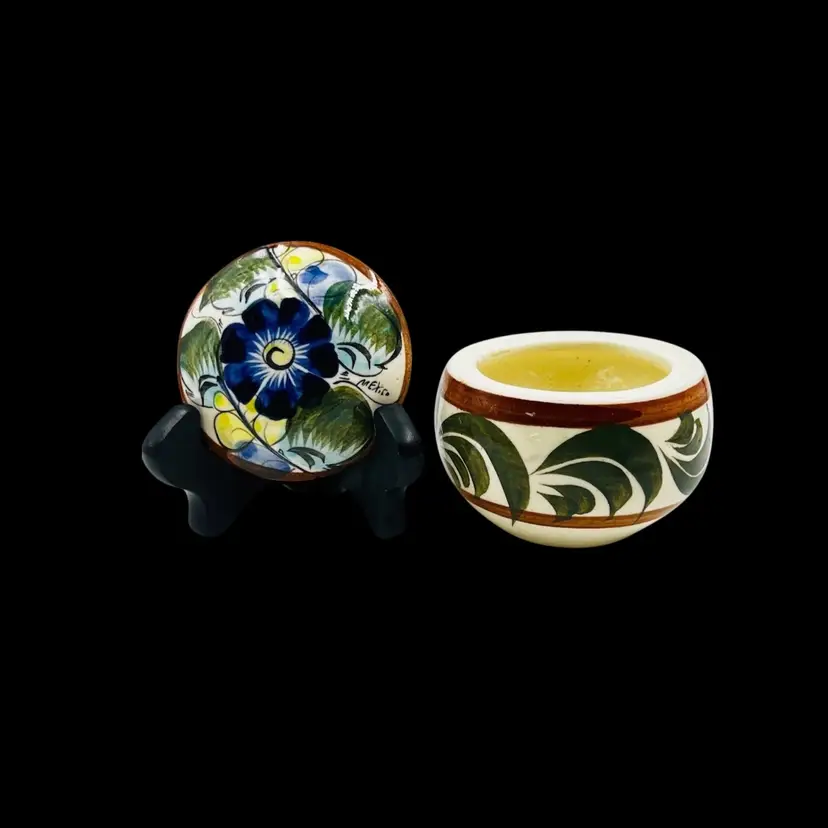 Trinket Box Talavera Folk Art Pottery Mexico