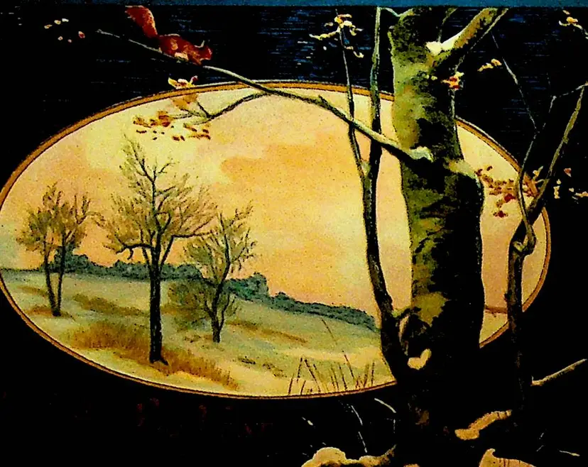 Happy New Year's Postcard Trees