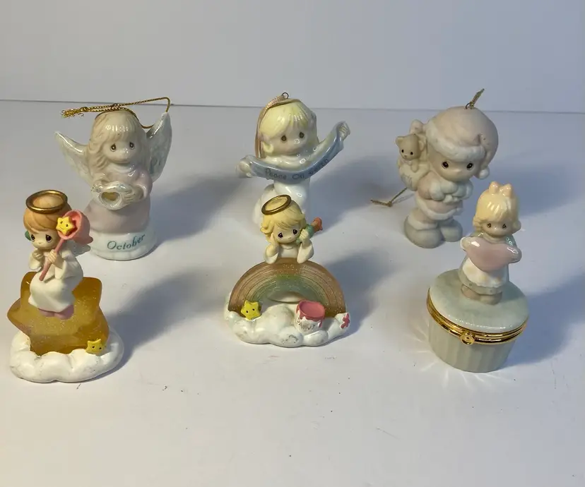 Lot Of 6 Vintage Precious Moments Figurines One Trinket Bow Included