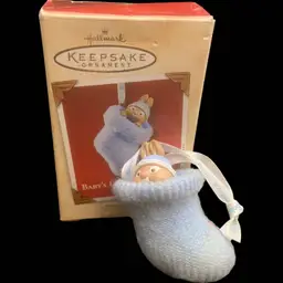Baby’s First Christmas Blue Bootie Ornament – Keepsake/Newborn Gift”