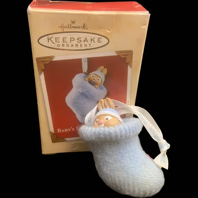 Baby’s First Christmas Blue Bootie Ornament – Keepsake/Newborn Gift”