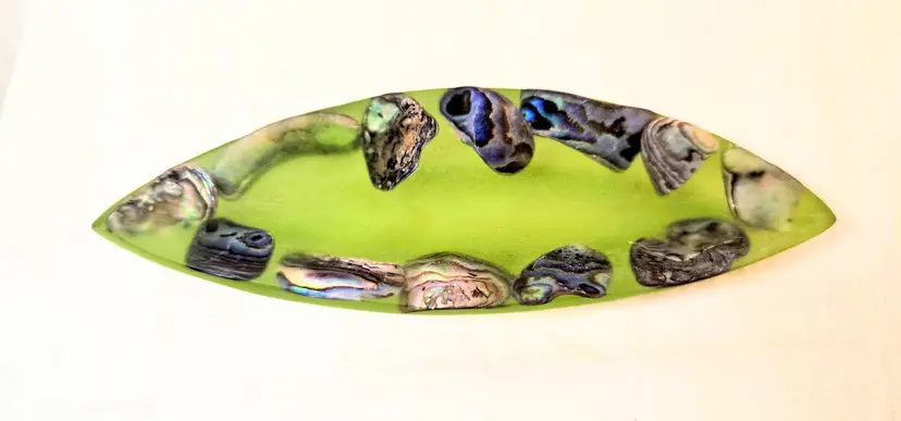 Authentic Chan Andreassend Abalone Small Canoe trinket dish from New Zealand 6"