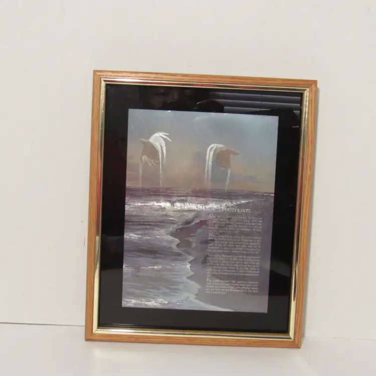 Wood Framed Pictorial Footprints Poem, 3D Lazer Engraving Luminous Effect, L 10"