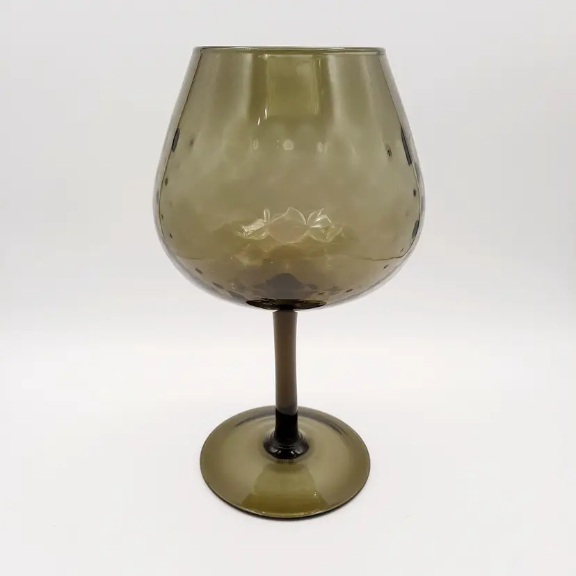 Smoke Gray Optic Glass Tall Stemmed Snifter Goblet