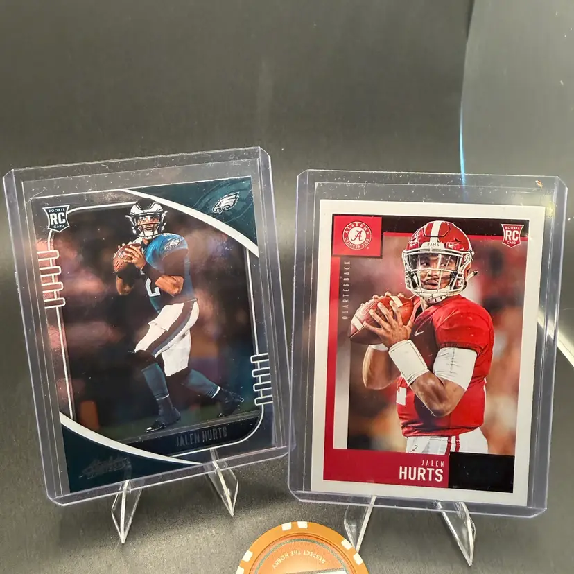 Jalen Hurts 2-card RC Lot 2020 Score & Absolute Philadelphia Eagles