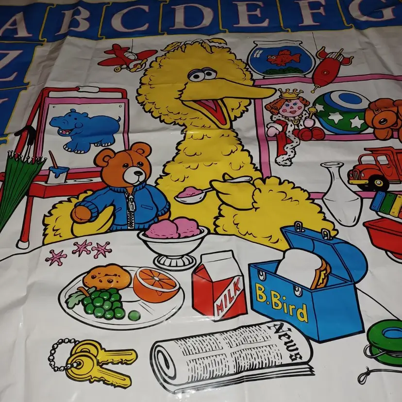Sesame Street, Mail Order Vinyl Playmat, play mat, Big Bird, Vintage, Alphabet,