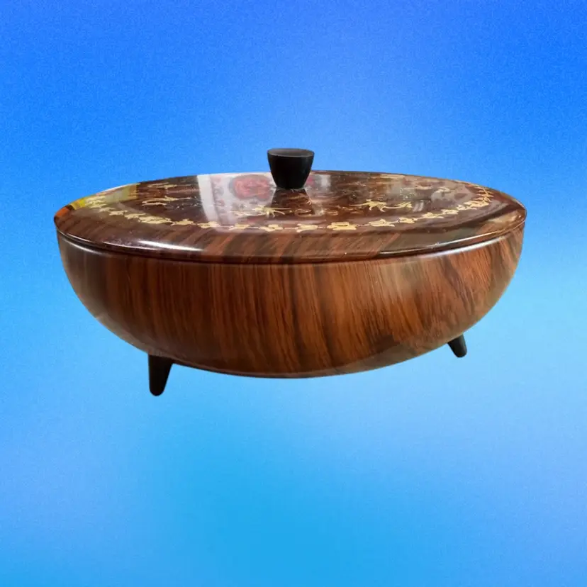 Faux Wood Tin, Three Footed