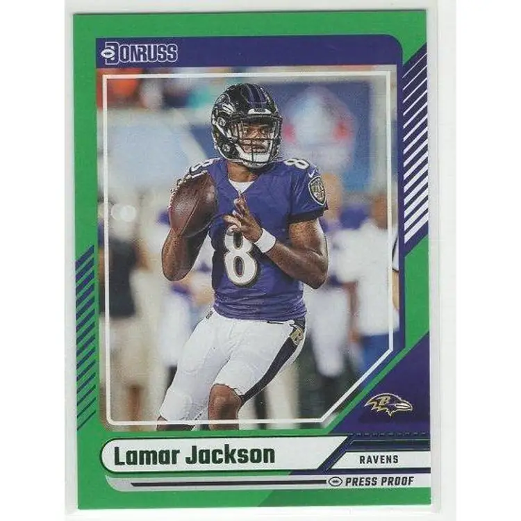 2024 Panini Donruss Lamar Jackson Green Press Proof #130 Ravens