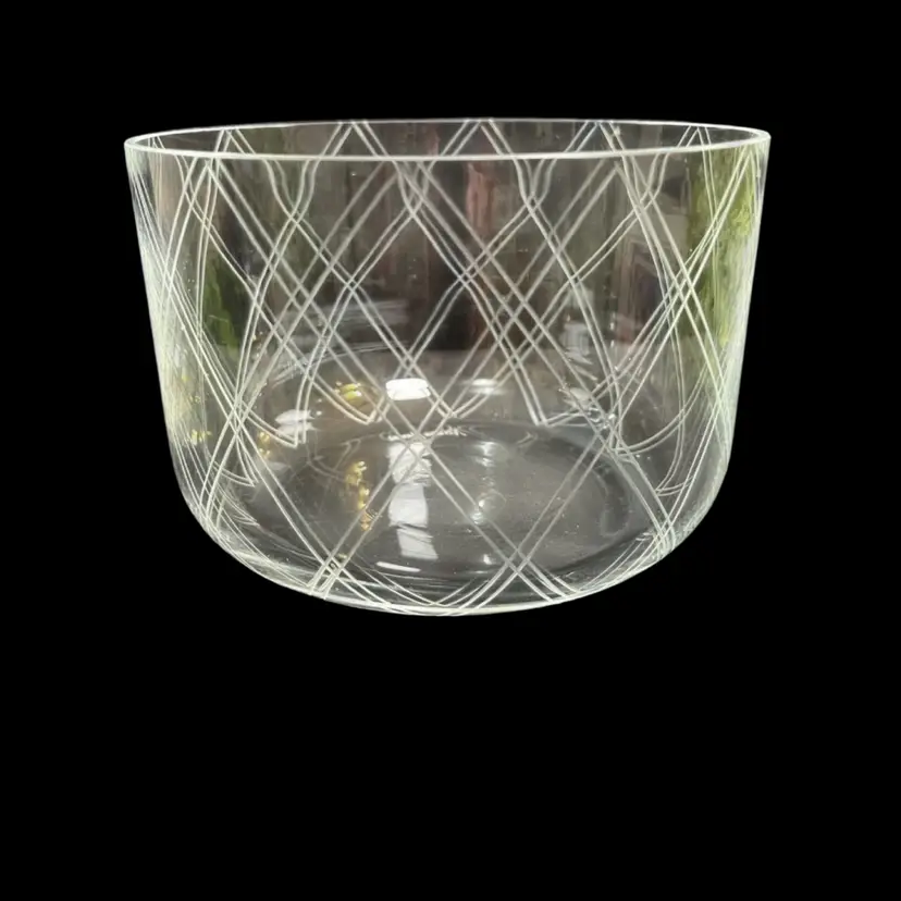 Neiman-Marcus Cut Crystal Dainty Double Diamond Pattern Bowl