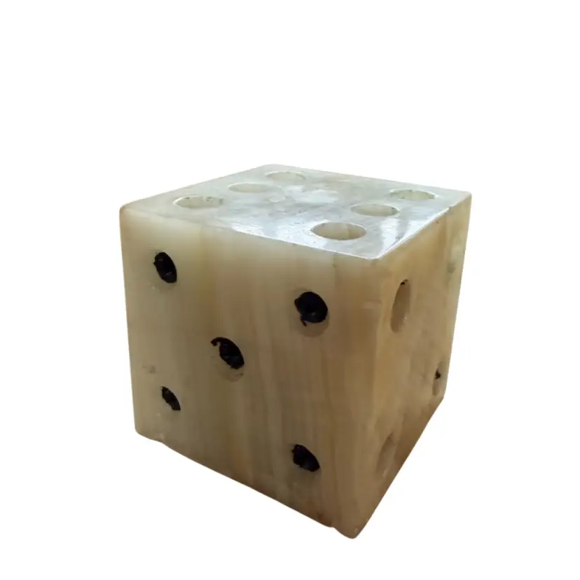 Vintage Onyx Dice Paperweight/Pen Holder