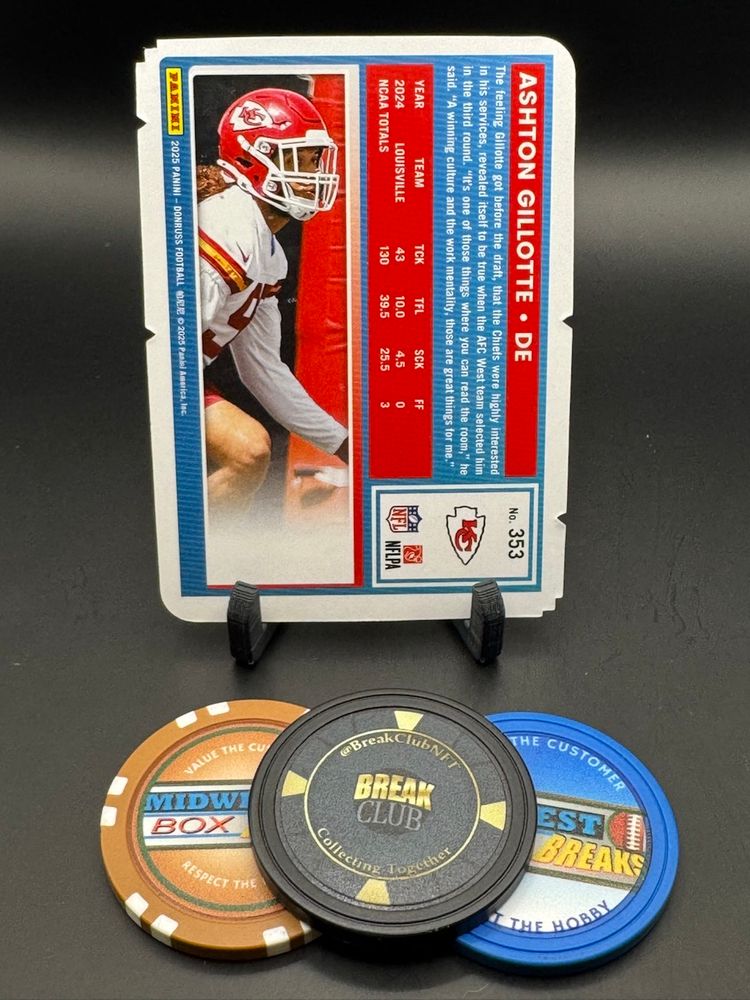 Ashton Gilotte 97/99 Rated Rookie Press Proof Holo Die Cut 2025 Donruss Kansas City Chiefs