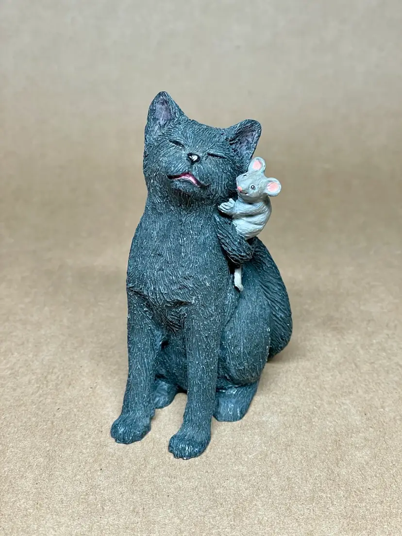 Compatibles By Silver Deer Black Cat Mouse Friends Resin Figurine 4"