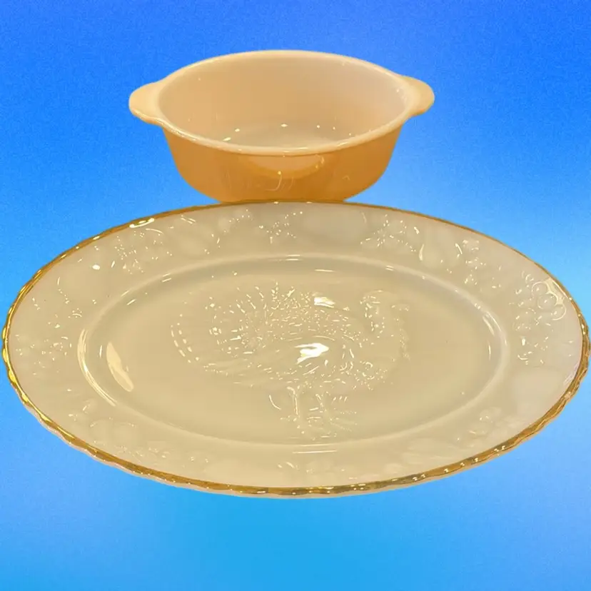Fire King Casserole & Turkey Platter