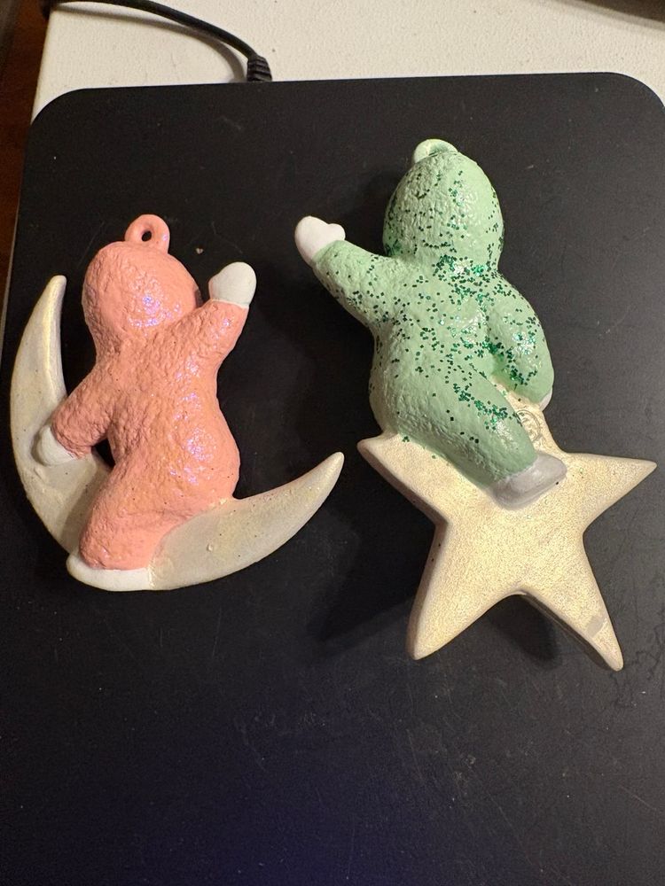 Pair Of Hand painted Snow baby Ornaments