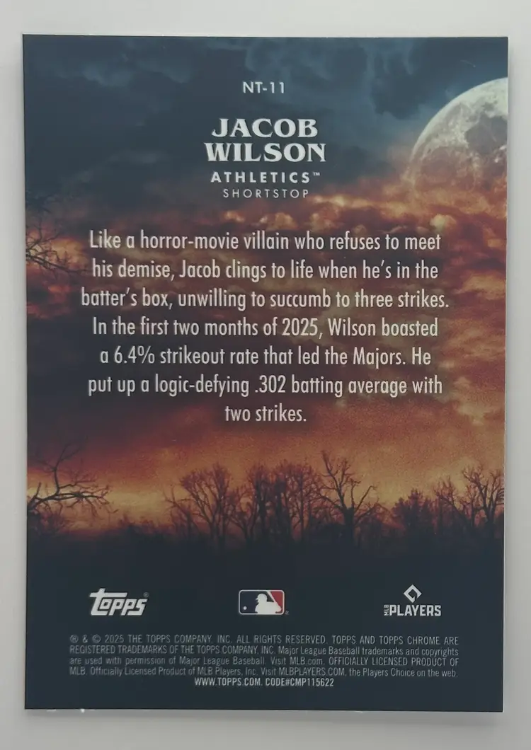 Jacob Wilson Topps Chrome Rookie Card Athletics Night Terrors