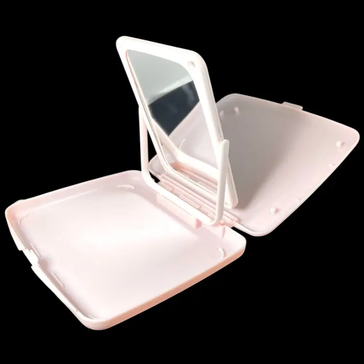 Mary Kay Pink Travel Mirror Cosmetics Plastic Makeup Case. Double-sided Magnifying Mirror. Excellent Condition! Case (Closed)- 7-1/4” x 6-1/4” x 7/8”