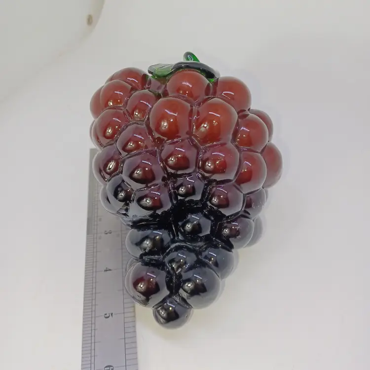 Vintage Hand Blown Glass Grapes Grape Bunch Life Size Fruit Mid Century Modern