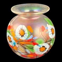 Herb Thomas “HAT” Millefiori Floral Small Glass Vase 3”
