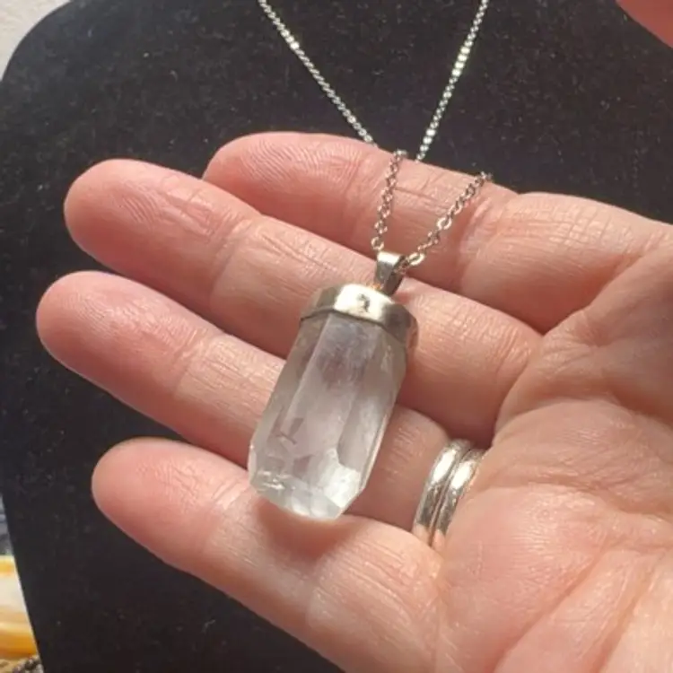 Aquamarine Pendant 22” SS Chain