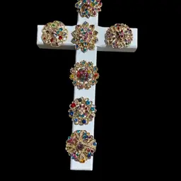 Wooden Cross Of Brooches  - Made By Me