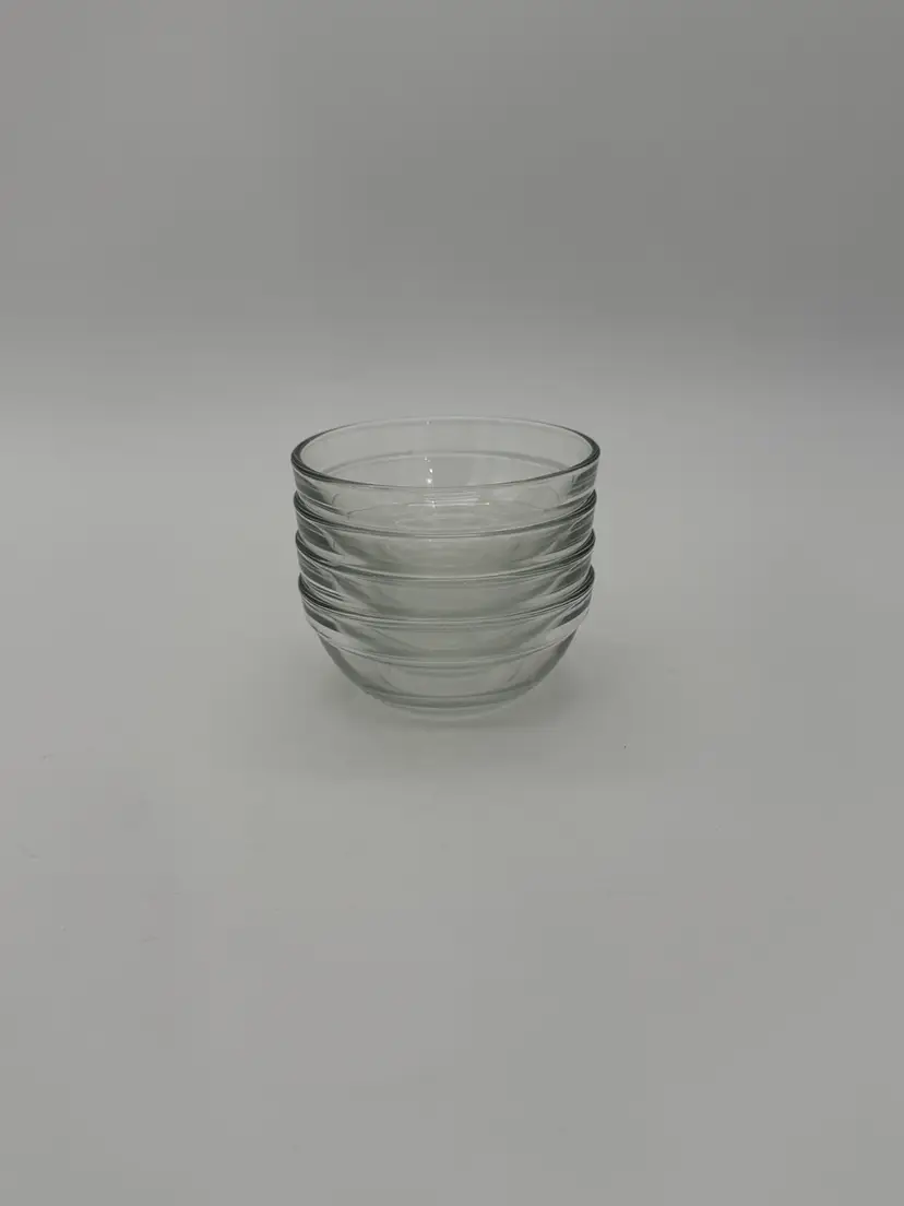 Shrimp Cocktail / Sauce/ Serving Bowls Vintage Clear Glass Set Of 4 -Small Stack