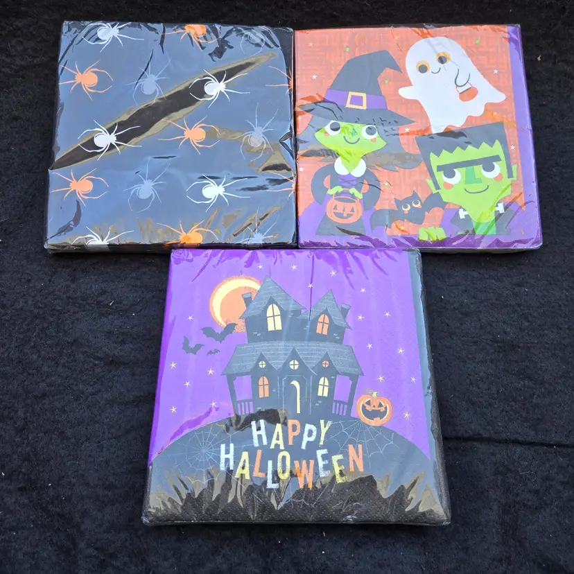 Halloween Party Napkins New Packages (Lot of 3) 20ct (1 Pack of Spiders) & 18ct (2 Packs)
