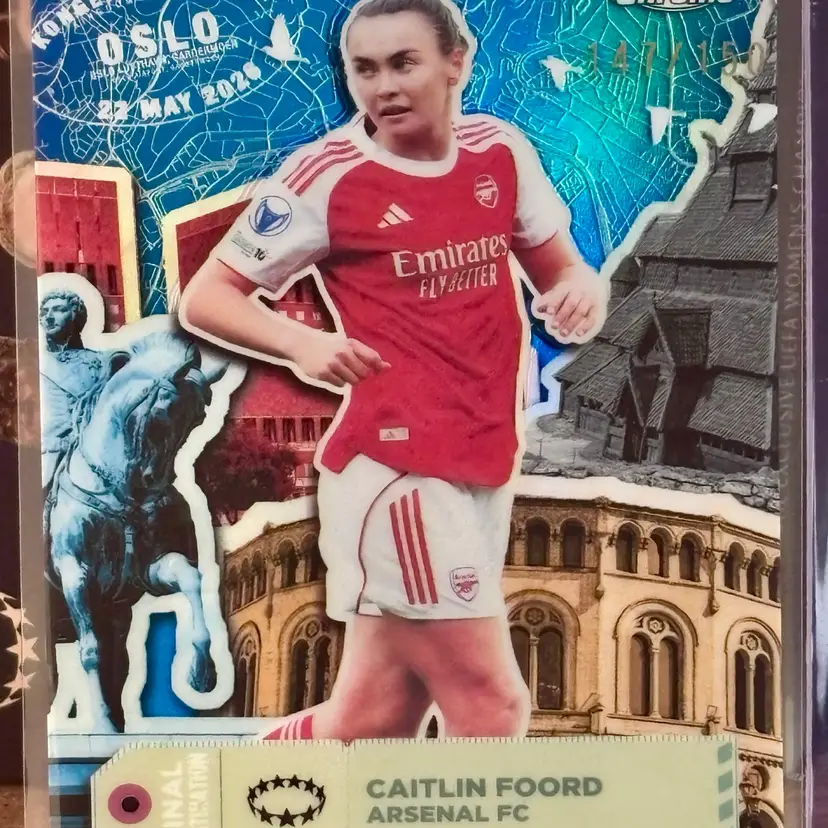 Caitlin Foord 2025/26 Topps Chrome UWCL Finals Destination Blue /150 Arsenal Australia