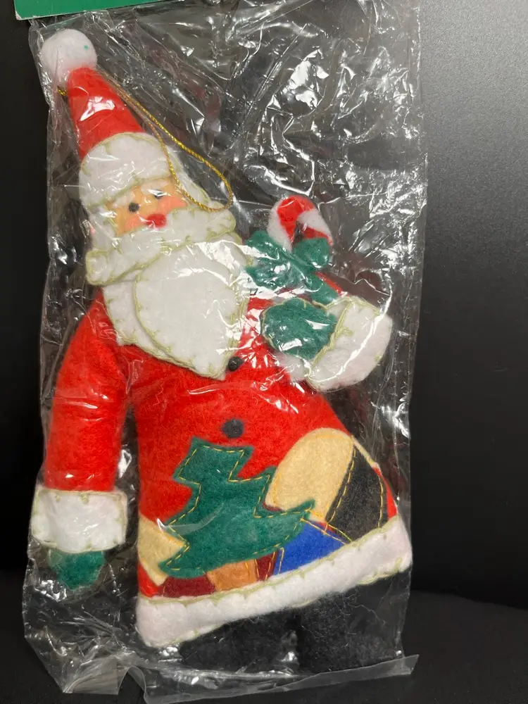 NOS-Felt "Stuffed" Santa Ornament